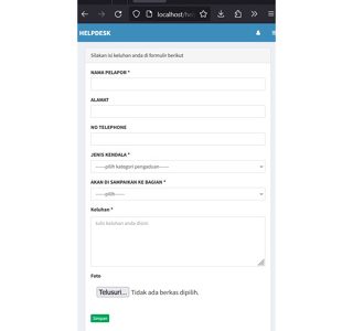 Source code aplikasi Helpdesk
  atau Pengaduan bisa online atau ofline
