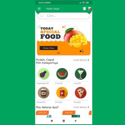 Souce
  code Aplikasi pemesanan Makanan dan sayuran Android Studio