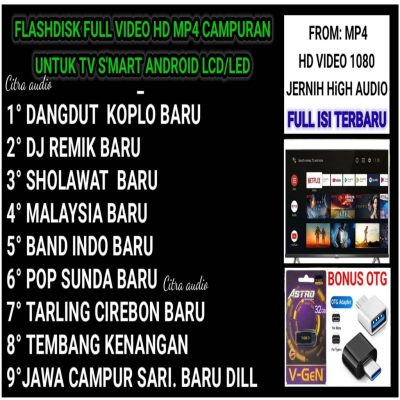 Flashdisk 32gb video lagu terbaru untuk tv android rumahan full mp4 HD